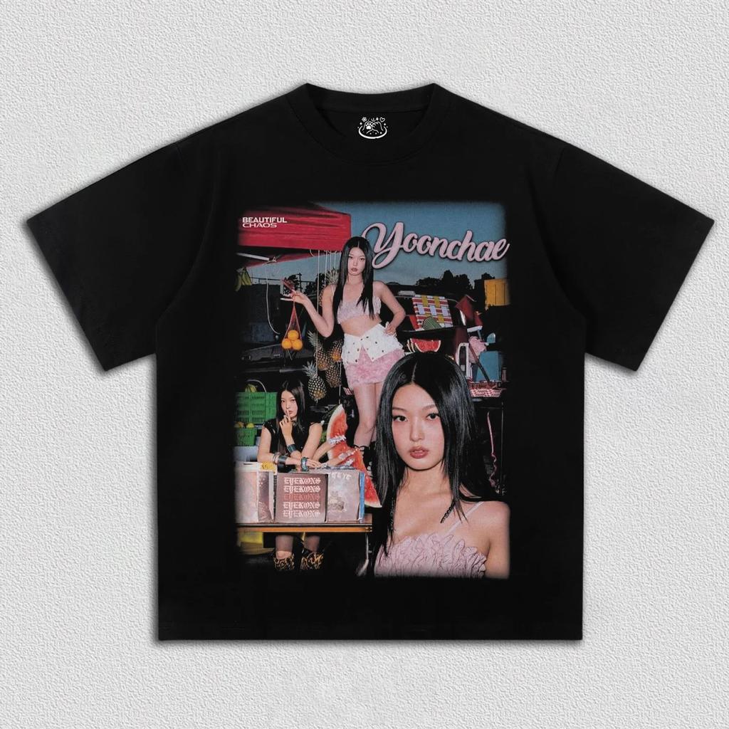 Korean Kpop Band Gril Group KATSEYE Printed T-shirt Women Oversize Y2k Short Sleeve High Quality Harajuku Loose Female Clothing