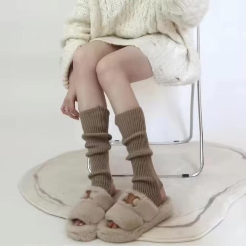 New Autumn Winter Women Leg Warmers Knitted Arm Warmer Japanese Lolita Y2k Solid Long Socks Knee High Socks Kpop Dance Leg Cover