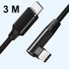 Nylon Braided 1/2/3M Cable 60W Type C To Type C Data Cord Fast Charging 90 Degree Angle Charger Wire Travel