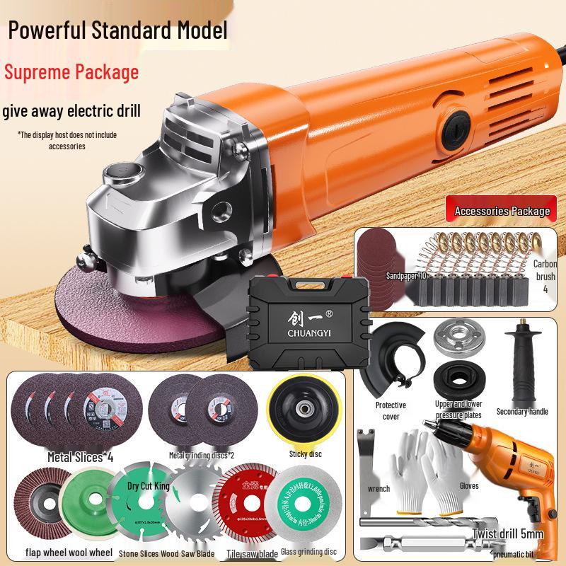 Angle Grinder: Industrial Polisher for Metal Cutting, Rust Removal & Grinding, Household Hand Tool