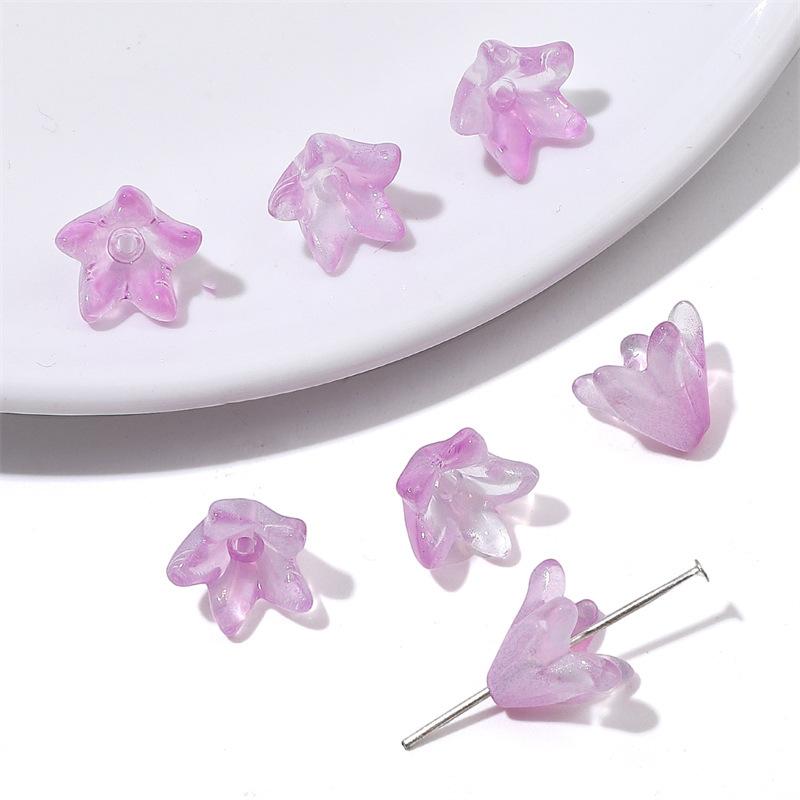ZW52 20pcs 10x13mm Colorful Lily Cute Flower Glass Bead Charm Handmade Diy Earrings Necklace Bracelet Jewelry Accessories
