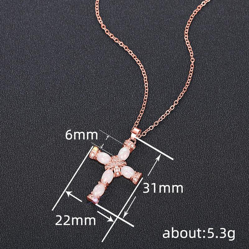 Exquisite Cross Pendant Necklace, Available in Two Colors (silver/rose Gold) with Synthetic Zircon Accents, Simple Jewelry, Daily Wear, Gift Giving