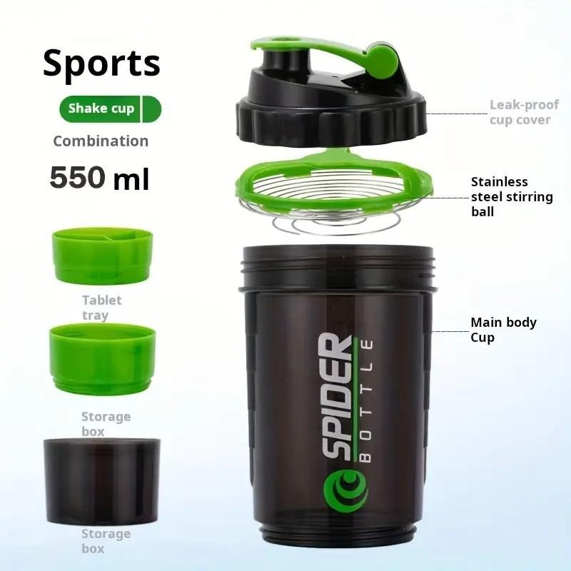 500ml Sports Water Cup Three Layers Large Capacity Plastic Stir Cup Fitness Protein Powder Shake Shake Water Bottles