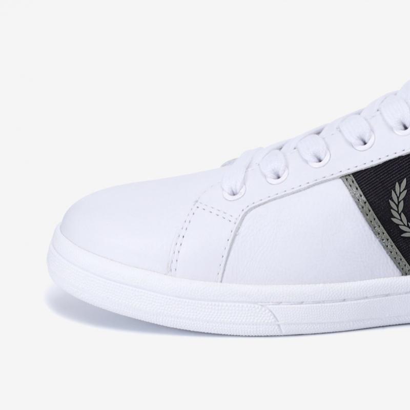 Fred Perry Tênis Masculino S B721 Couro Tira de Tecido com Marca