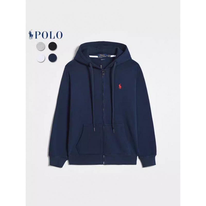 2025 Vielseitiger Herren-Polo-Hoodie in Unifarben mit kleinem Pferde-Logo, Reißverschluss + Pullover-Stile