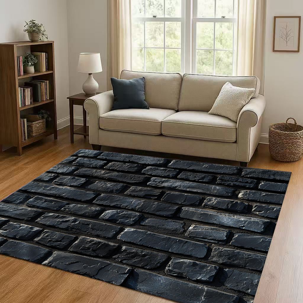 HD Retro Brick Stone Building Wall Art Living Room Non-Slip Area Rug Soft Carpet for Bedroom Playroom Sofa,Home Decor Doormat