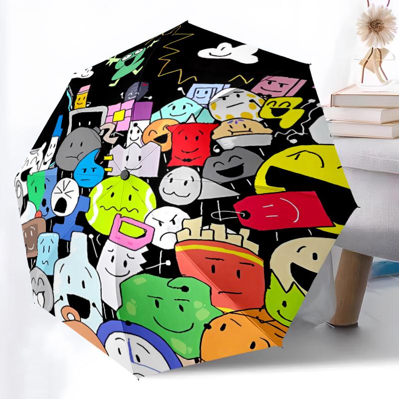 Inanimate Insanity Print Automatic Umbrella, 8 Rib Iron Frame, Plastic Handle, Suitable for Outdoor Travel &Daily , Ideal Gift