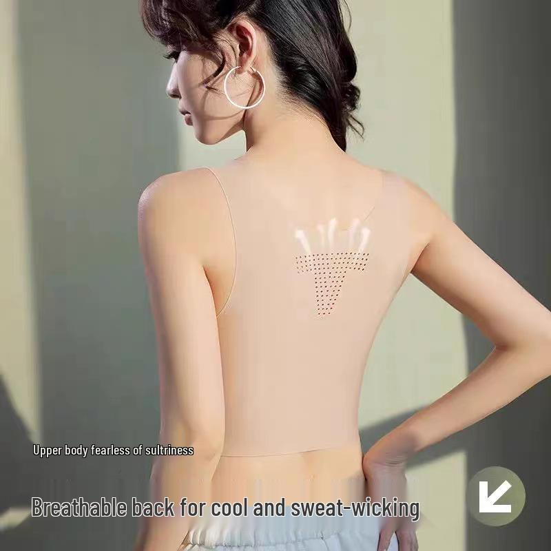 Invisible Ultra-Thin Summer Foundation Tank Top Binder Bra for Women with Big Chest Support