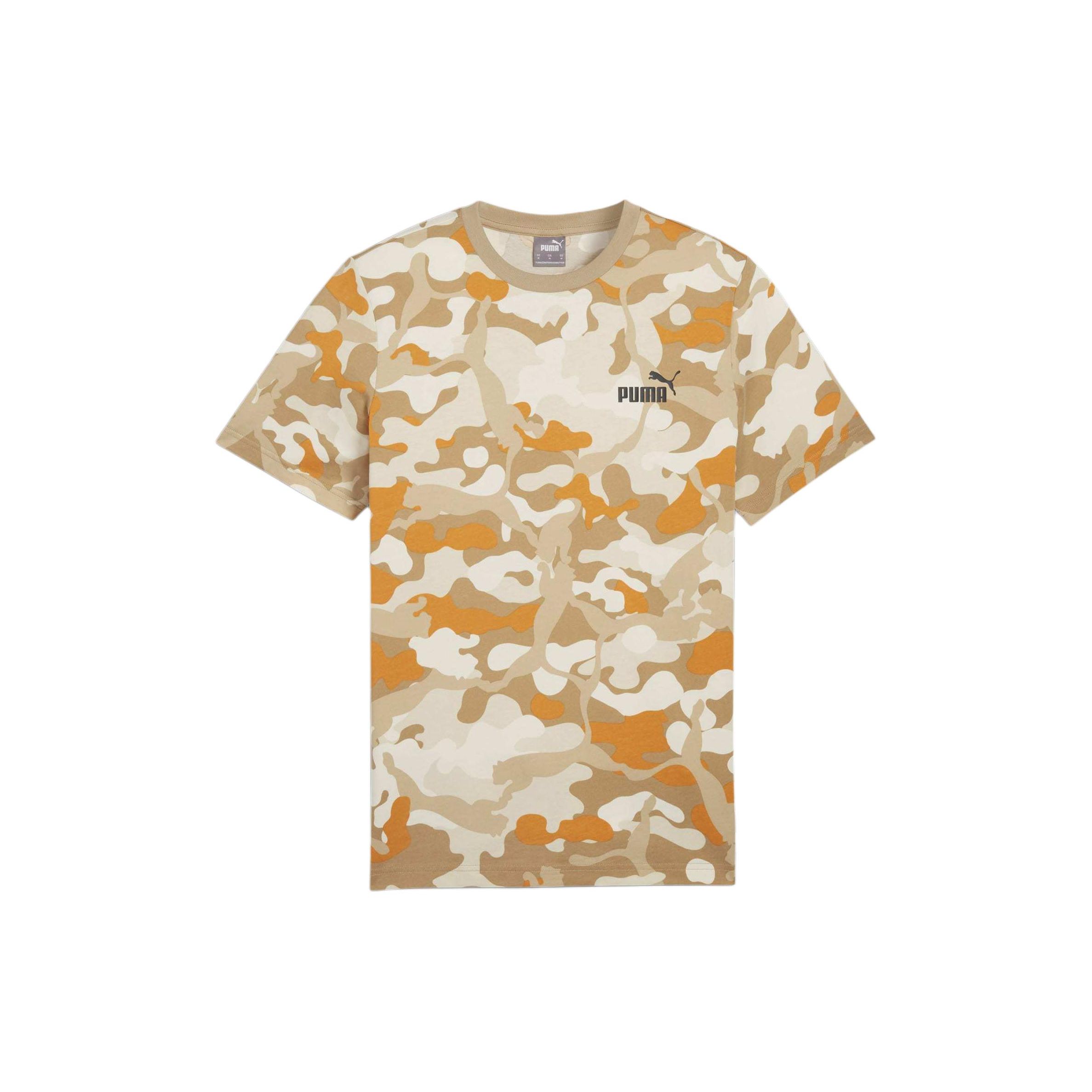 Puma Ess+ Series Camouflage Letter Print Casual Training Crew Neck Short Sleeve T-Shirt Men Tops Yellow 681157-83 S
