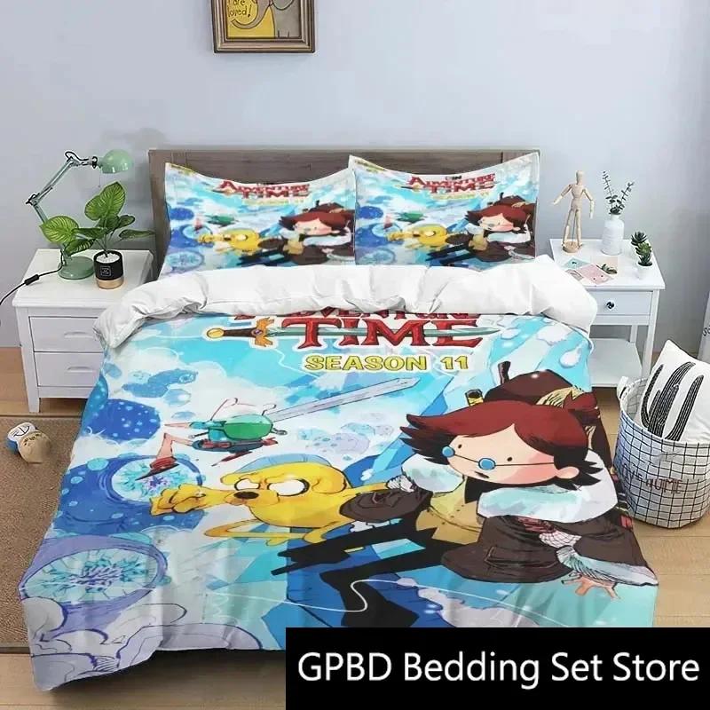 3D Print Cartoon Adventure Time Bedding Set Double Twin King Duvet Cover Comforter Pillowcase Boys Girls Adults Bedroom