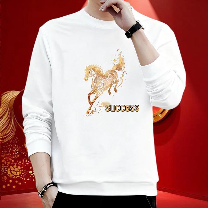 Men's 2026 Year of the Horse Chinese Red Hoodie - Trendy and Versatile Fashion Top