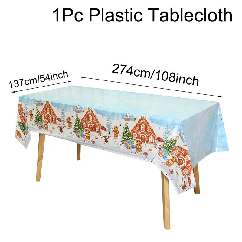Christmas Disposable Tablecloth Christmas Decorations for Home 2026 Table Cover Navidad Noel New Year Gifts Dining Table Decor