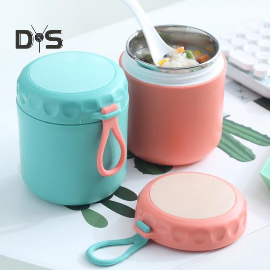 Soup Thermal Jar for Kids 401-500ml Insulated Stainless Steel Food Container Leakproof Wide Mouth Vacuum Lunch Cup with Handle for Hot Cold Food