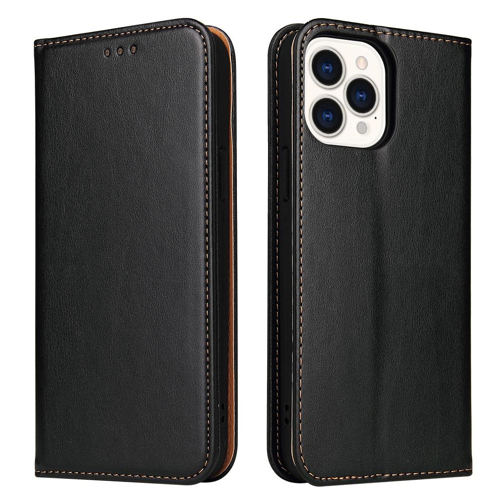 

FIERRE SHANN For iPhone 15 Pro Case Magnetic Auto Closing PU Leather Phone Cover Black