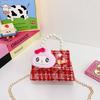 Red Lovely Plush Crossbody Bag With Adorable Characters Ideal For Kids Stylish Daily Wear