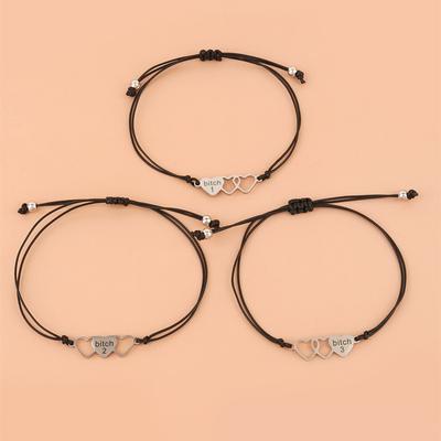 3Pcs/Set Charm Friendship Sister Bracelets Unbiological Sister Best Friend Bracelet with Card Soul Sister BFF Bridesmaid Gift