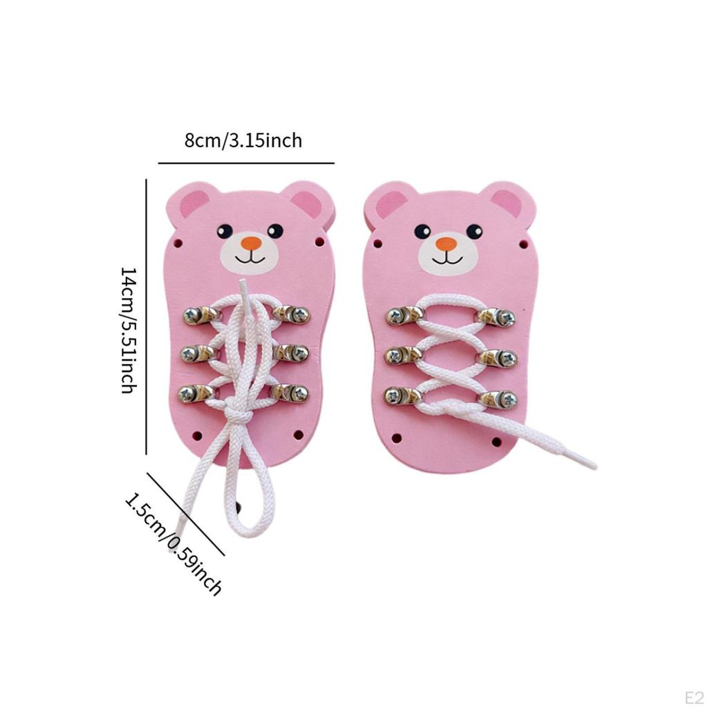 Tie Lacing Toy Shoes Tying Practice Board Fine Motor Skills Threading Teaching Toys Wooden Busy