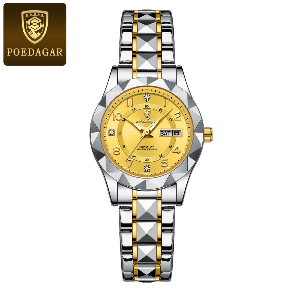 Top Brand New Women's Quartz Watch Waterproof Luminous Double Calendar Fashion Women's Watch