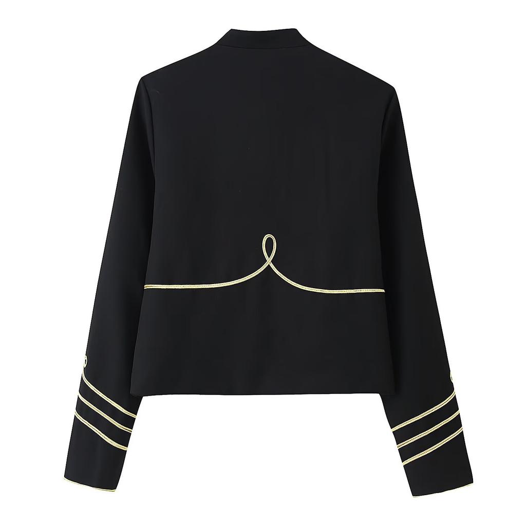 European and American style foreign trade spring and summer women's clothing new retro high-end fashion versatile gold breasted jacket