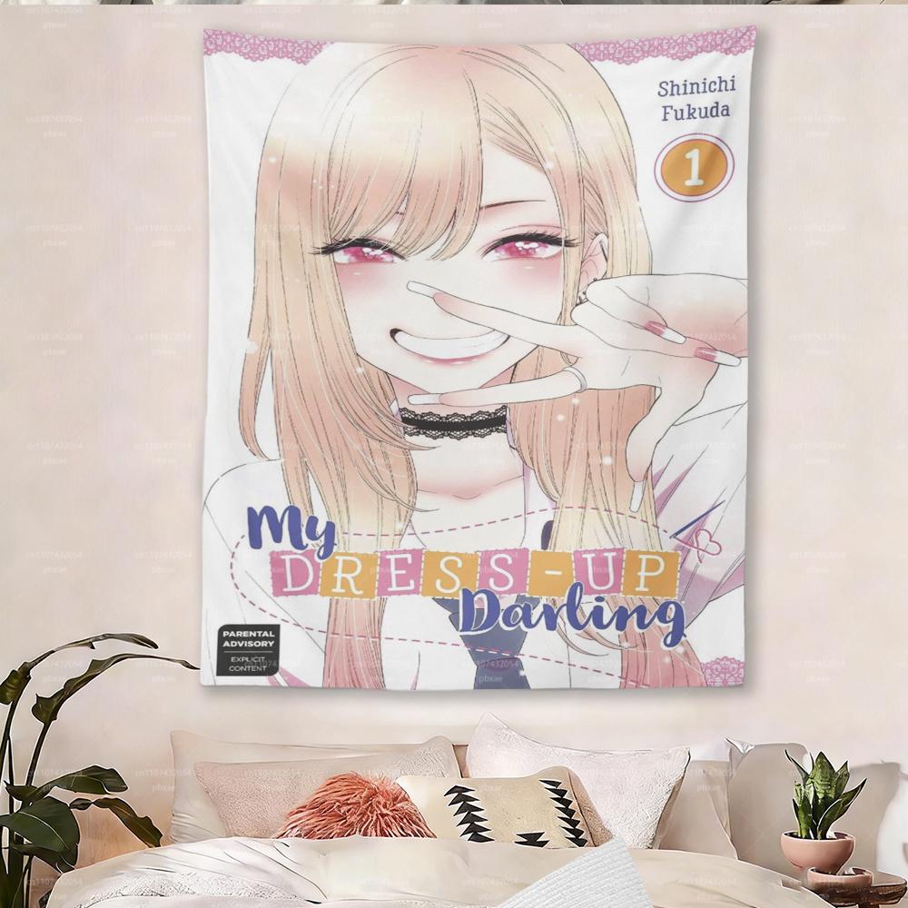 KKitagawa Anime Tapestry Cute Anime Girl Wall Hanging Tapestry Kawaii Anime Room Decor for Bedroom Dorm Perfect Anime Fans