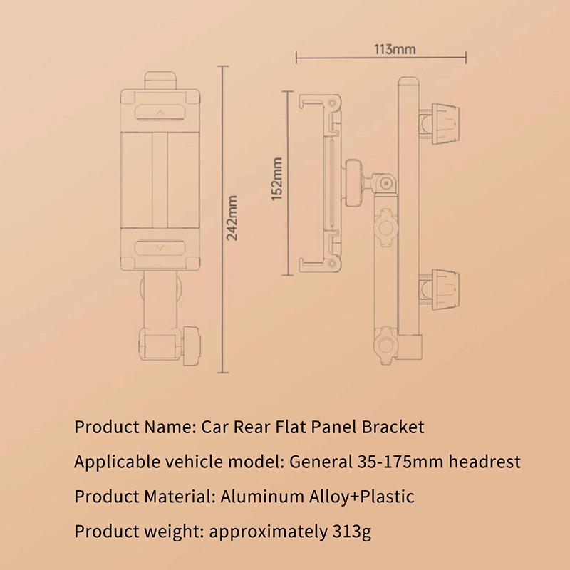 Adjustable Headrest Tablet Mount for Cars 360 Rotation Back Seat Holder for Travel Children and Passengers