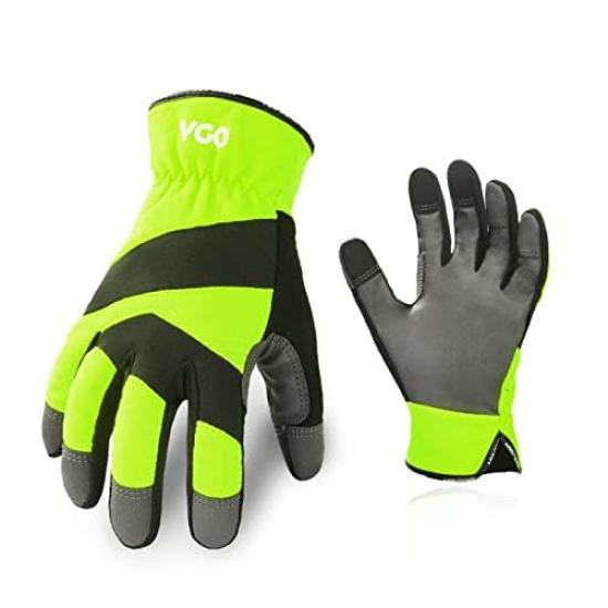 

Waterproof and Gloves for Winter Use PU Work Synthetic Mechanic [Vgo...] Men s Cold-Weather (0℃), Gloves, Leather, Gloves, PU7741-ML (Green, M) зелёный