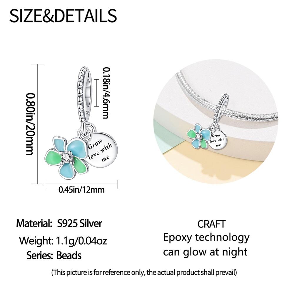 Authentic Copper Charm Bead Charms Luxury Blue Luminous Flower Pendant Bead Charms Compatible With Bracelets Diy Women Making Delicate Gift