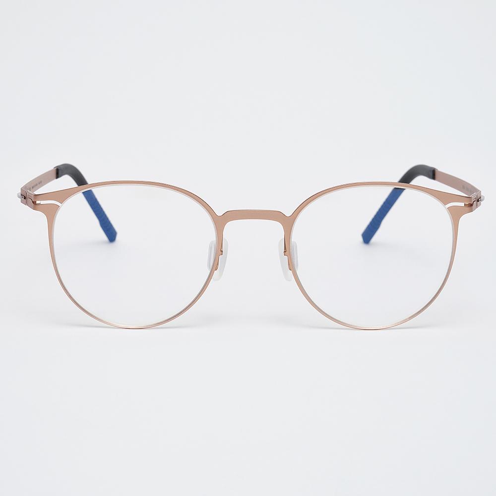 Alloaiweeo [The Air_Flat] Al8304 1414M Ultra-Lightweight Semi-Over Round Gold Eyeglass Frames