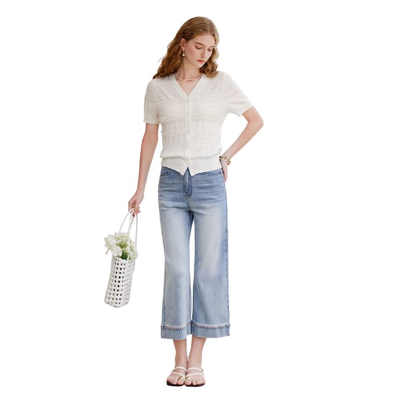 Women s Lyocell Lightweight V-Neck Knit Short-Sleeved Cardigan XL