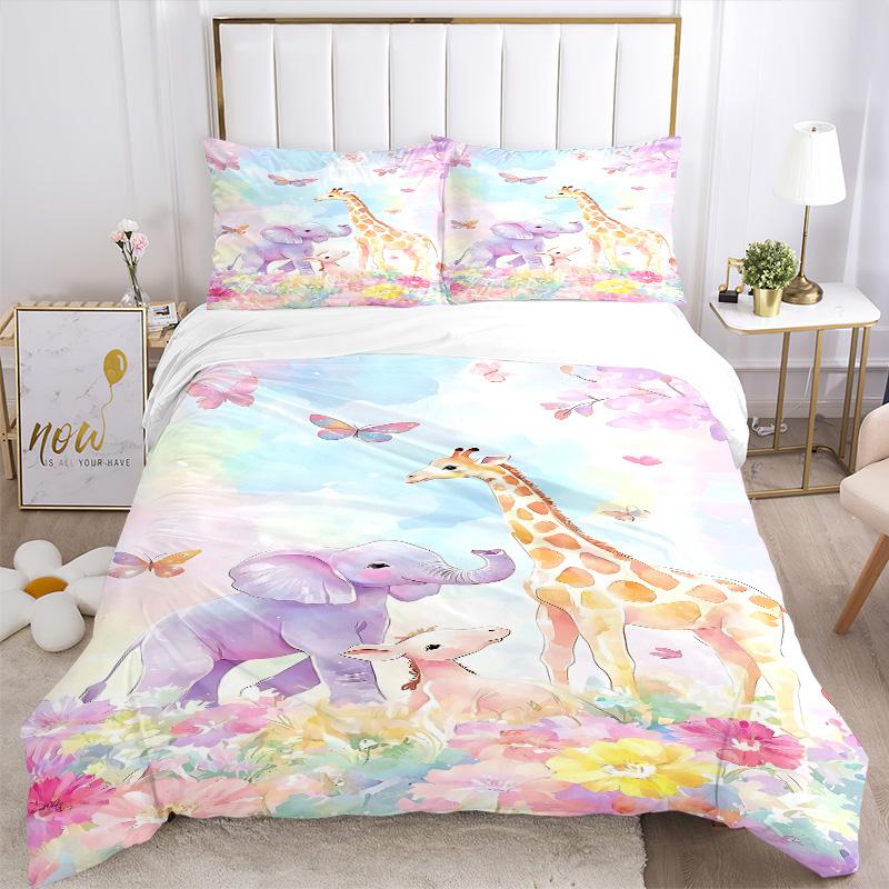Safari Dreams Pastels Print 3Pcs Bedding Setduvet Cover With 2 Bedropillowcase Home Birthday Gift