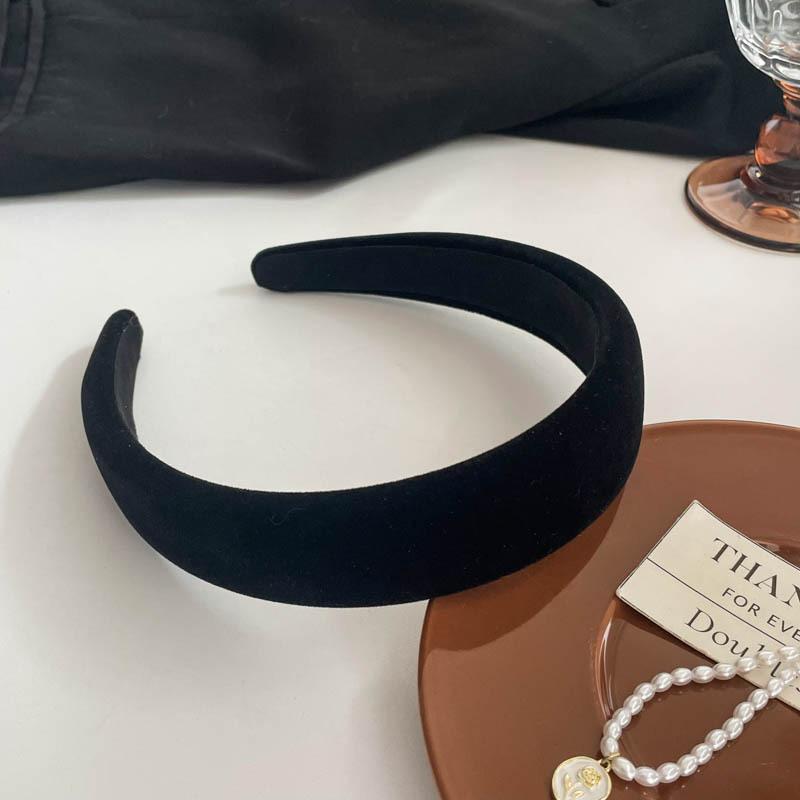 Vintage Velvet Headband Wide Cross Thin Padded Hairband Plain Color Headbands Simple Daily Women Hair Accessories
