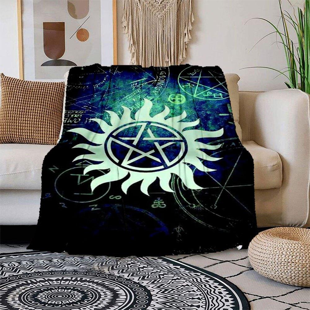 

Supernatural Anti-Possession Symbol Poster PrintBlanket Flannel Throw Blanket for Sofa, Bed, Travel, Camping, Office, Couch, Chair, And Bed 150x180cm