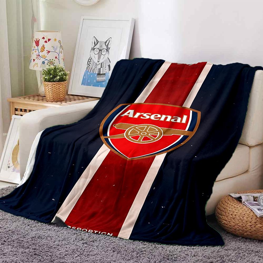 Coperte con stemma dell'Arsenal Football Club in flanella stampata, traspiranti, calde, da divano per casa, ufficio, copriletti 0708a25
