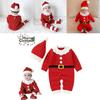 Adorable Christmas Baby Knitted Romper Jumpsuit Outfit W/ Santa Claus Sweater Hat