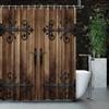 Wooden Door With Iron Hinges Shower Curtain Machine Washable All Season Waterproof Privacy Protection Rustic Design Vintage