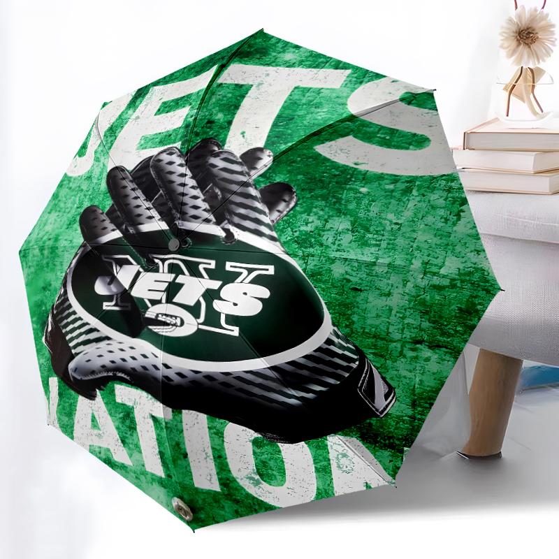 Printed New York Jets logo Folding Umbrella,Outdoor,Leisure,And Travel Umbrella,Durable Umbrella Fabric,Birthday And Holiday Gift