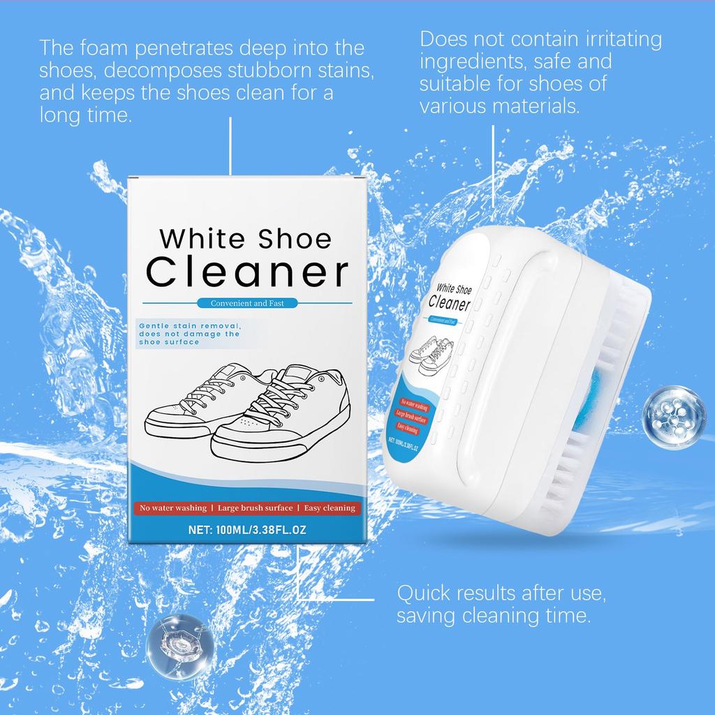 Shoeshine Brush Multi Functional Cleaner Shoeshine Decontamination Portable Suitable For All Shoes Without Damaging Shoes, 100ML