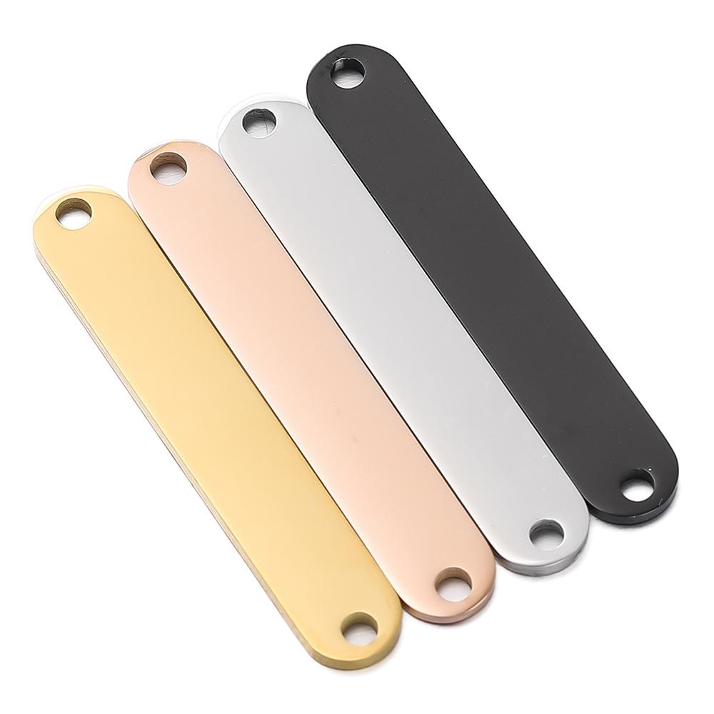 20pcs Laser Custom Name Logo Date Text Rectangle Charms Stainless Steel Customized Pendants For DIY Necklace Bracelets Making