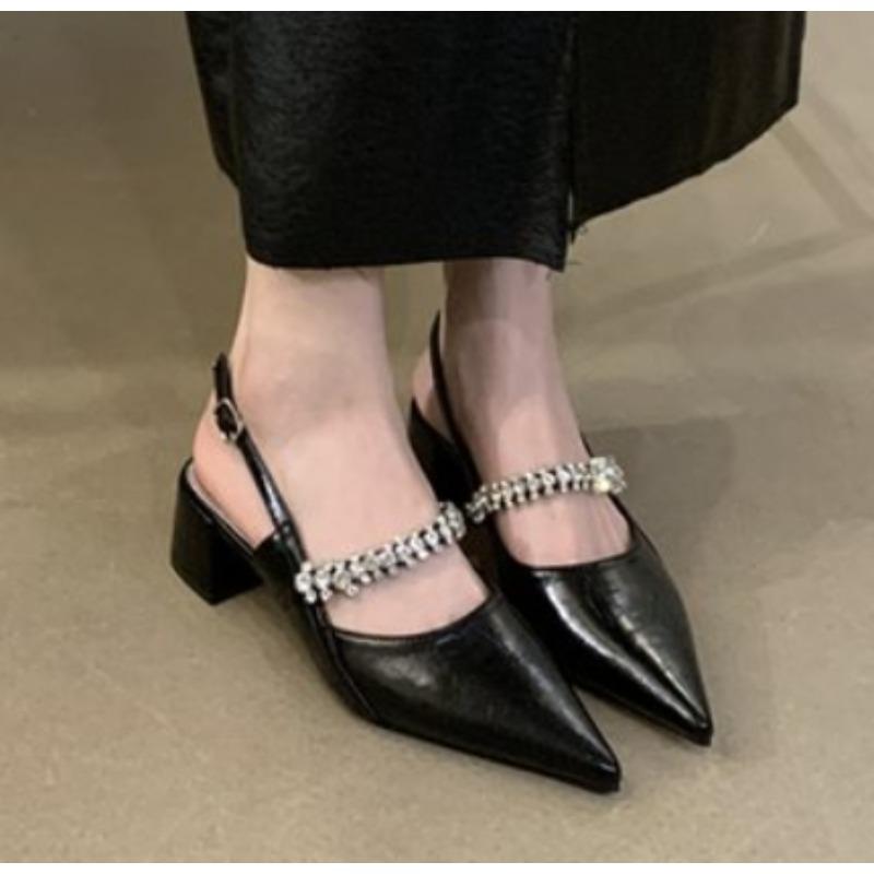 

Модные новые женские серебристые сандалии с застежкой сзади, женские туфли-лодочки на высоком каблуке со стразами Мэри Джейн, женские туфли-слингбэки, темпераментные золотые туфли-лодочки 39 чёрный