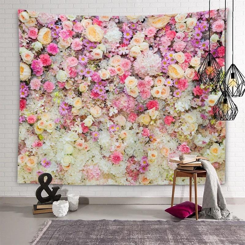 Sunset Flower Field Landscape Wall Decor Tapestry Home Living Room Tapestry