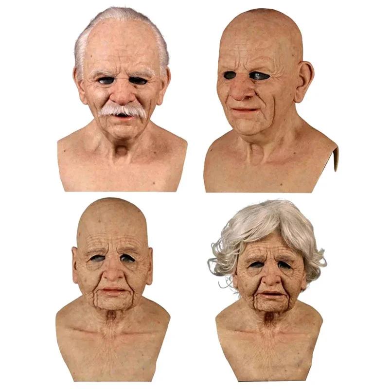 Oldster Latex Mask for Men Realistic Face Masks Grandfather Human Face Mascara De Latex Full Face Halloween Cosplay Mask