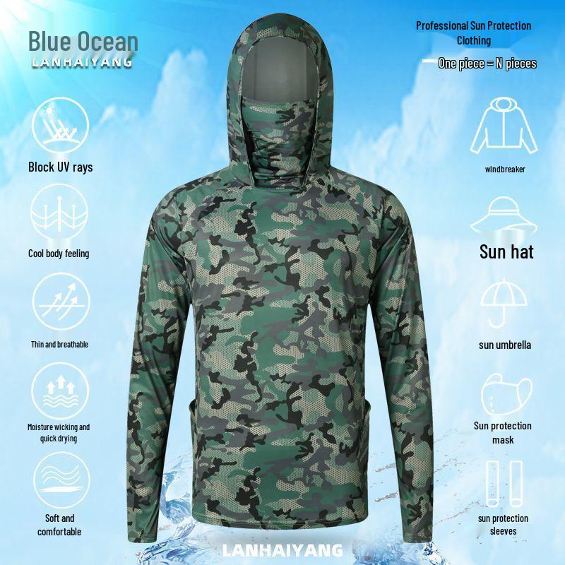 Men's Camouflage Sun-Protective Quick-Dry Ice Silk Fishing Apparel