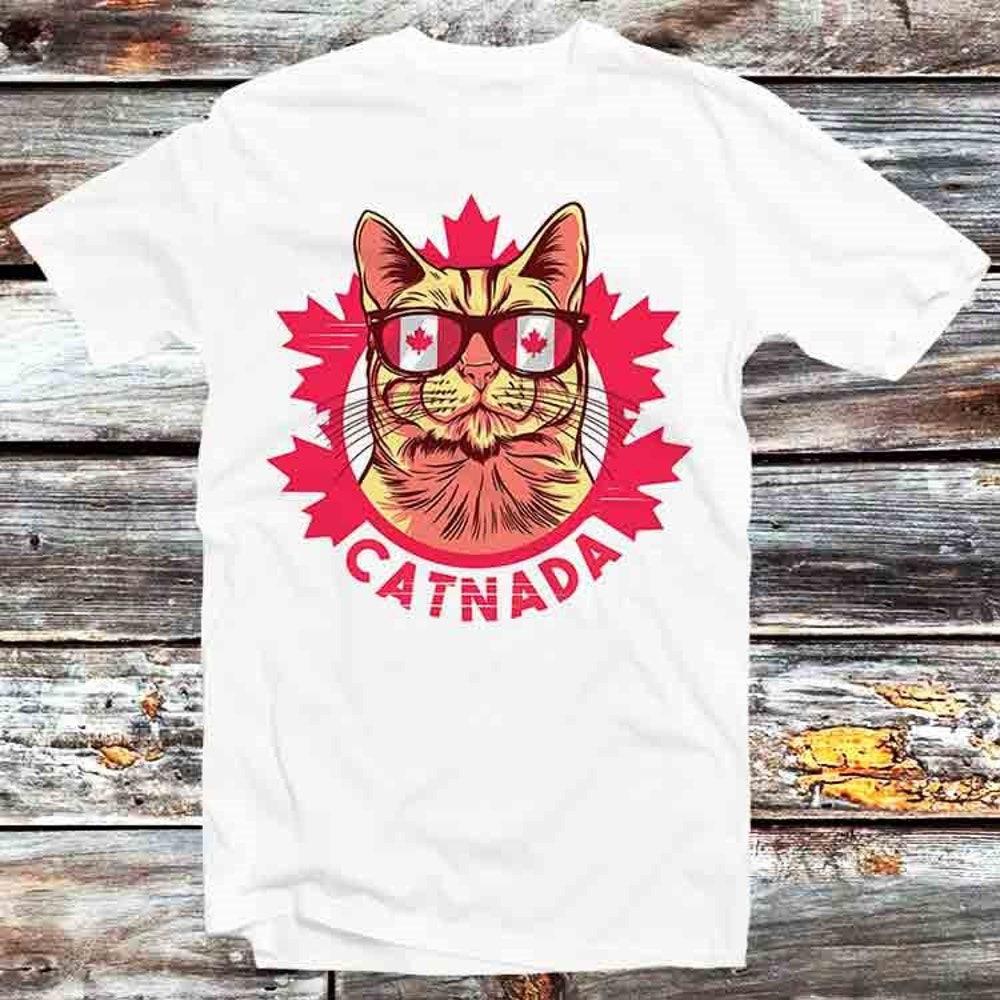 

Футболка 230GSM 100% хлопок Catnada Canada Day Cat футболка винтажная ретро крутой подарок мужская женская унисекс мультфильм аниме топ футболка B377 XS белый