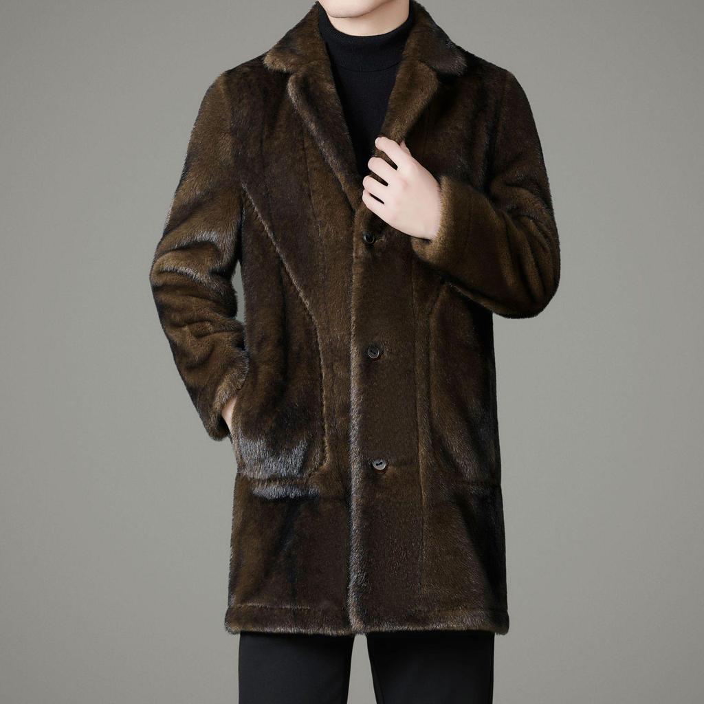 Men's Double-Sided Sable Fur Mid-Length Winter Coat
