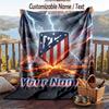 Pătură de flanelă cu imprimeu Atletico Madrid Nume personalizat Text Pătură moale pentru canapea pat