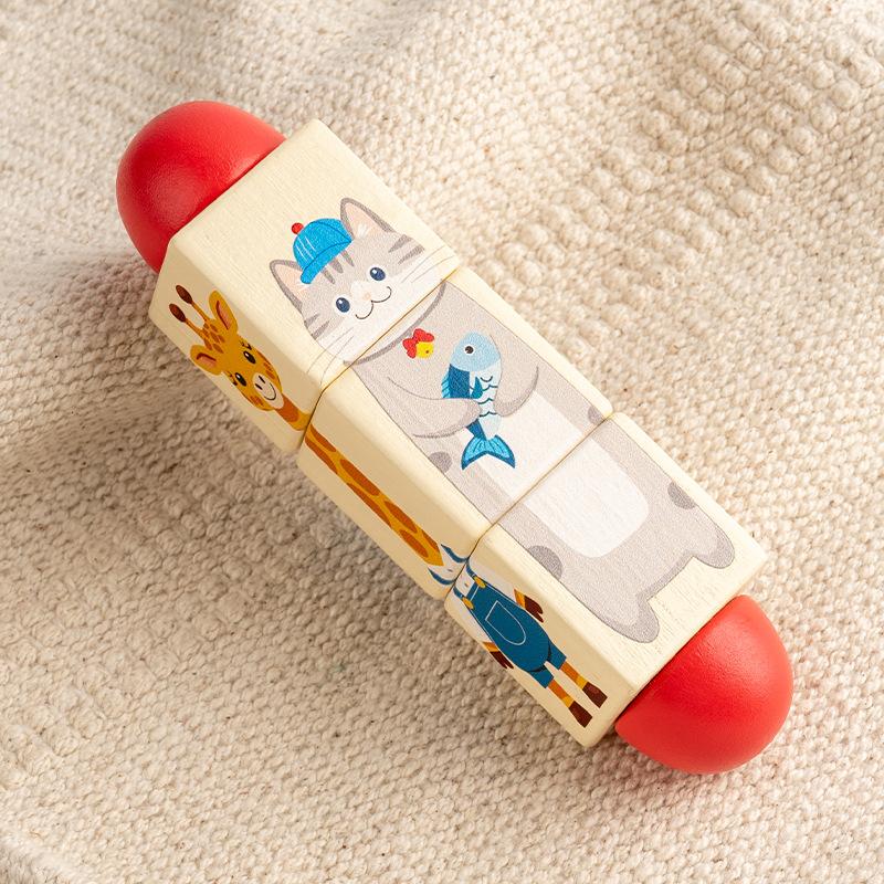 1PC 3D Wooden Rotating Puzzle for Toddlers, Enhancing Grasping Skills, Educational Toy for Children
