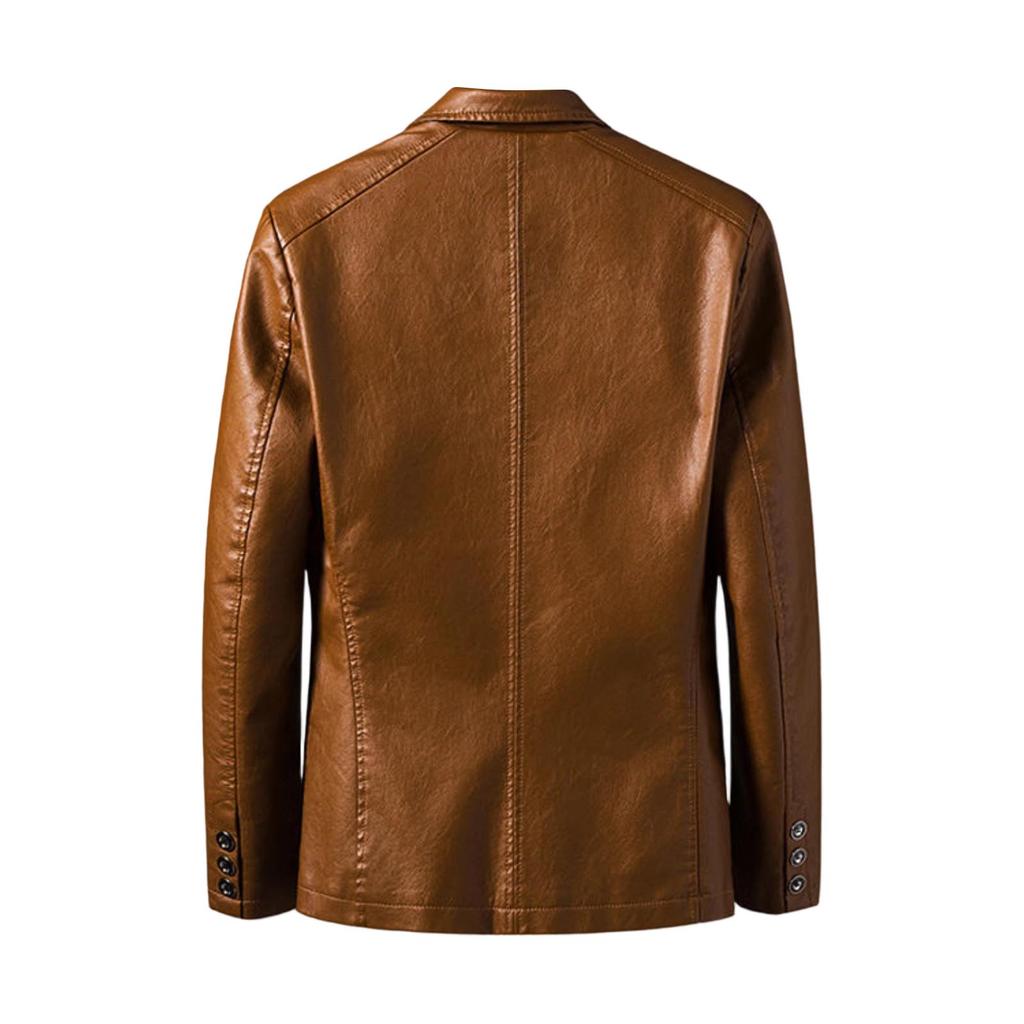 Men's Leather Suit Collar Casual Leather Jacket