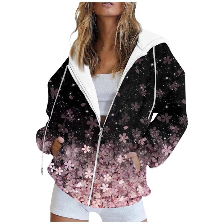 

Женская Мода Повседневная Толстовка с Принтом на Молнии Пальто Кардиган Куртка с Длинным Рукавом с Карманом Осенне-Зимний Свитшот M фиолетовый