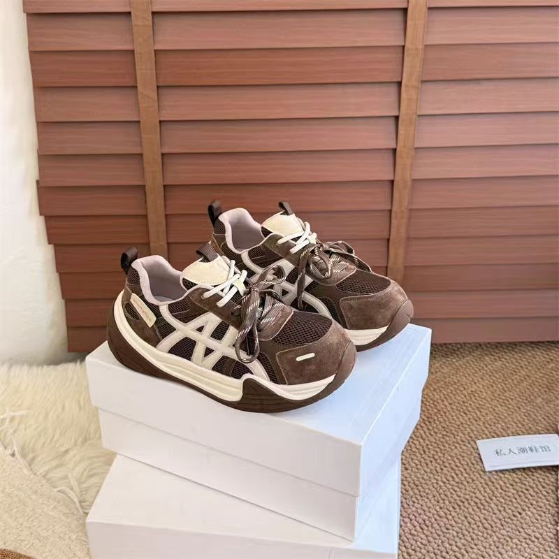 

Women s new summer thick-soled breathable mesh casual mountaineering running sneakers 35 коричневый