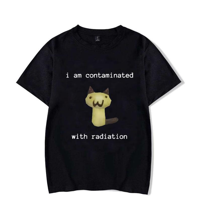 I Am Contaminated with Radiation Funny Cat Meme T-shirt Short Sleeve Men Women Vintage T Shirt Male O-Neck T Shirts